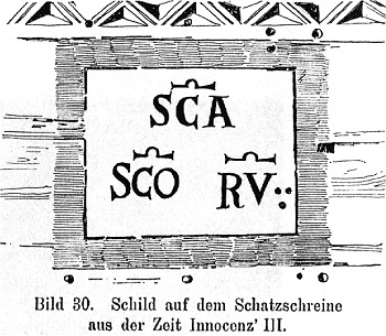 Schild auf dem Schatzschrein